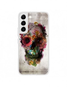 Coque Samsung Galaxy S22 5G Skull Flower Tête de Mort -...