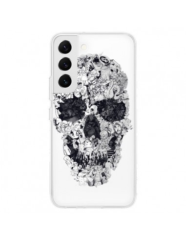 Coque Samsung Galaxy S22 5G Doodle Skull Dessin Tête de Mort Transparente - Ali Gulec