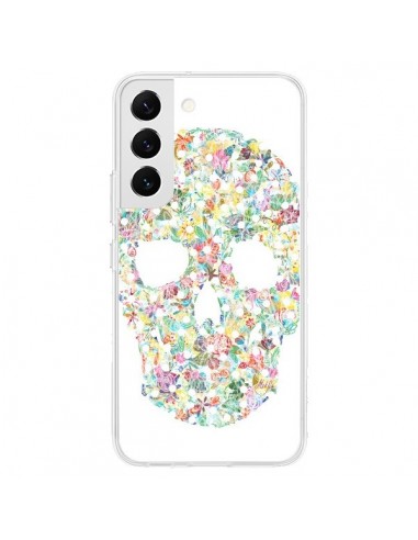 Coque Samsung Galaxy S22 5G Flower Skull Tête de Mort - AlekSia