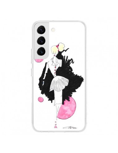 Coque Samsung Galaxy S22 5G Demoiselle Femme Fashion Mode Rose - Cécile