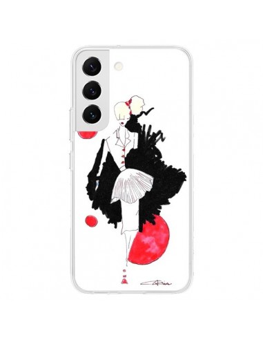 Coque Samsung Galaxy S22 5G Demoiselle Femme Fashion Mode Rouge - Cécile