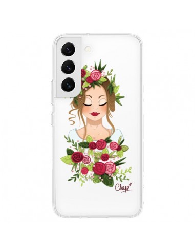 Coque Samsung Galaxy S22 5G Femme Closed Eyes Fleurs Transparente - Chapo