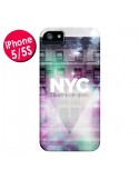 Coque iPhone 5/5S et SE I Love New York City Violet Vert - Javier Martinez