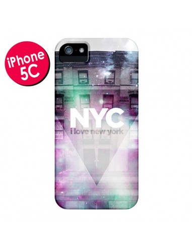 Coque I Love New York City Violet Vert pour iPhone 5C - Javier Martinez