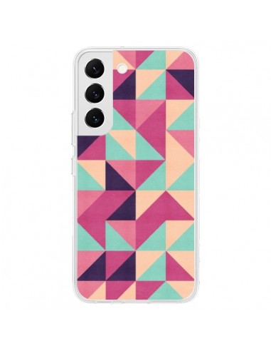 Coque Samsung Galaxy S22 5G Azteque Triangle Rose Vert - Eleaxart