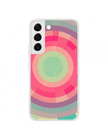 Coque Samsung Galaxy S22 5G Spirale de Couleurs Rose Vert - Eleaxart