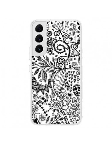 Coque Samsung Galaxy S22 5G Azteque Blanc et Noir - Eleaxart