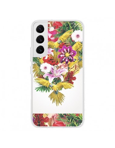 Coque Samsung Galaxy S22 5G Parrot Floral Perroquet Fleurs - Eleaxart
