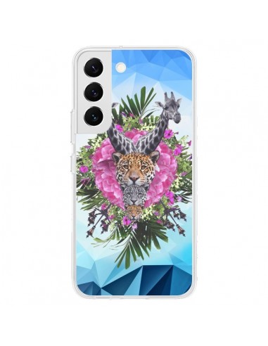 Coque Samsung Galaxy S22 5G Girafes Lion Tigre Jungle - Eleaxart