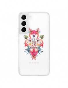 Coque Samsung Galaxy S22 5G Tropicales Flamingos Tropical...