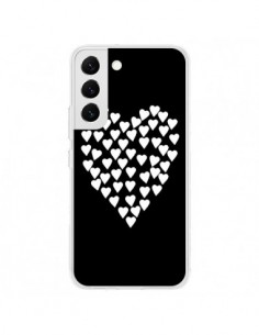 Coque Samsung Galaxy S22 5G Coeur en coeurs blancs -...
