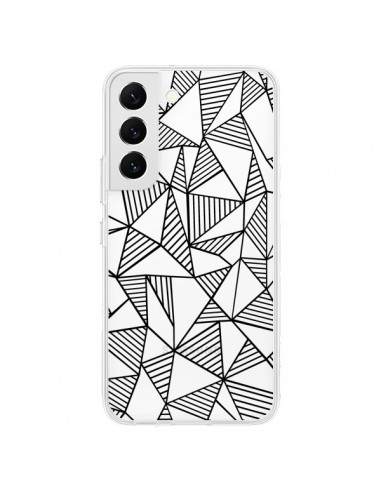 Coque Samsung Galaxy S22 5G Lignes Grilles Triangles Grid Abstract Noir Transparente - Project M