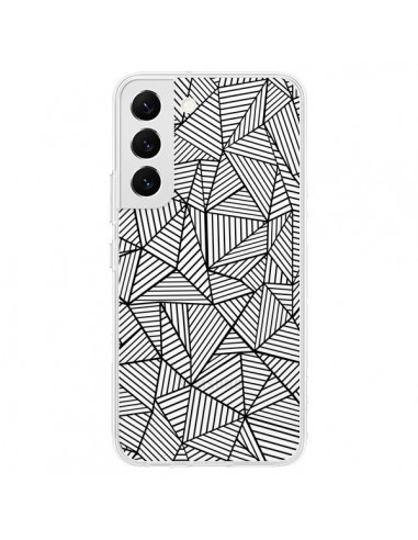 Coque Samsung Galaxy S22 5G Lignes Grilles Triangles Full Grid Abstract Noir Transparente - Project M