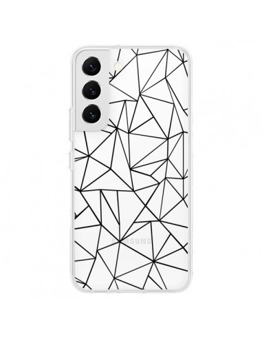 Coque Samsung Galaxy S22 5G Lignes Triangles Grid Abstract Noir Transparente - Project M