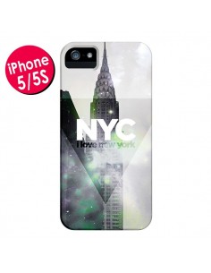 Coque I Love New York City Gris Violet Vert pour iPhone 5 et 5S - Javier Martinez