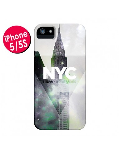 Coque I Love New York City Gris Violet Vert pour iPhone 5 et 5S - Javier Martinez