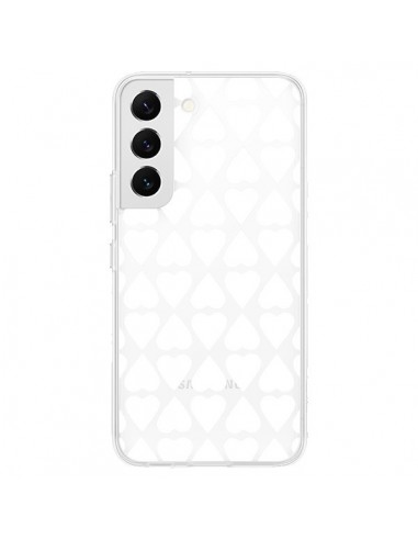 Coque Samsung Galaxy S22 5G Coeurs Heart Blanc Transparente - Project M