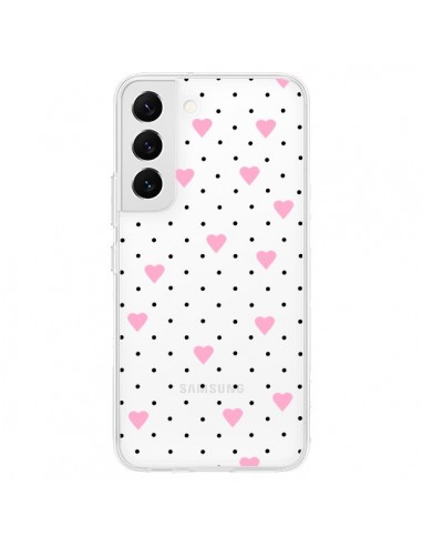 Coque Samsung Galaxy S22 5G Point Coeur Rose Pin Point Heart Transparente - Project M