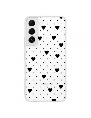 Coque Samsung Galaxy S22 5G Point Coeur Noir Pin Point Heart Transparente - Project M