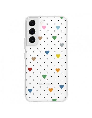 Coque Samsung Galaxy S22 5G Point Coeur Coloré Pin Point Heart Transparente - Project M