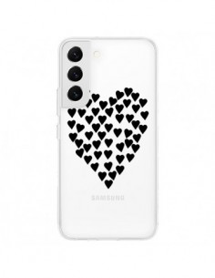 Coque Samsung Galaxy S22 5G Coeurs Heart Love Noir...