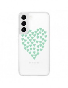Coque Samsung Galaxy S22 5G Coeurs Heart Love Mint Bleu...