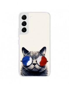 Coque Samsung Galaxy S22 5G Chat à lunettes françaises -...