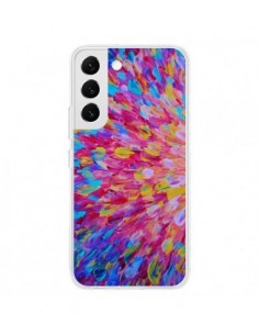 Coque Samsung Galaxy S22 5G Fleurs Bleues Roses Splash -...
