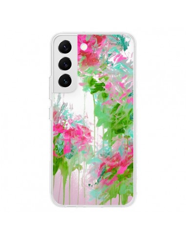 Coque Samsung Galaxy S22 5G Fleur Flower Rose Vert Transparente - Ebi Emporium