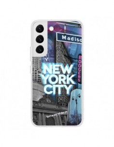 Coque Samsung Galaxy S22 5G New York City Buildings Bleu...