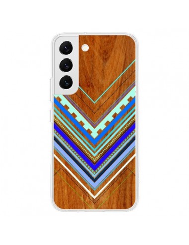 Coque Samsung Galaxy S22 5G Azteque Arbutus Blue Bois Aztec Tribal - Jenny Mhairi