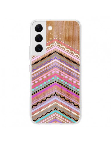 Coque Samsung Galaxy S22 5G Purple Chevron Wild Wood Bois Azteque Aztec Tribal - Jenny Mhairi