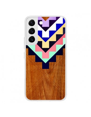 Coque Samsung Galaxy S22 5G Wooden Tribal Bois Azteque Aztec Tribal - Jenny Mhairi