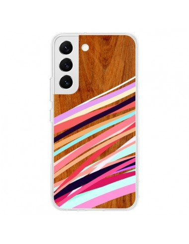 Coque Samsung Galaxy S22 5G Wooden Waves Coral Bois Azteque Aztec Tribal - Jenny Mhairi