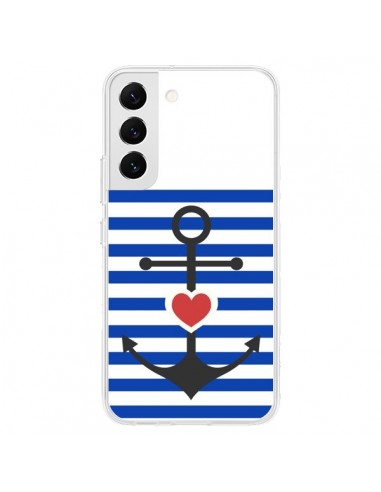 Coque Samsung Galaxy S22 5G Mariniere Encre Marin Coeur - Jonathan Perez