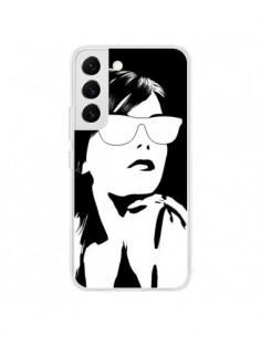 Coque Samsung Galaxy S22 5G Fille Lunettes Blanches -...