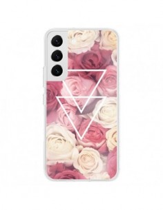 Coque Samsung Galaxy S22 5G Roses Triangles Fleurs -...