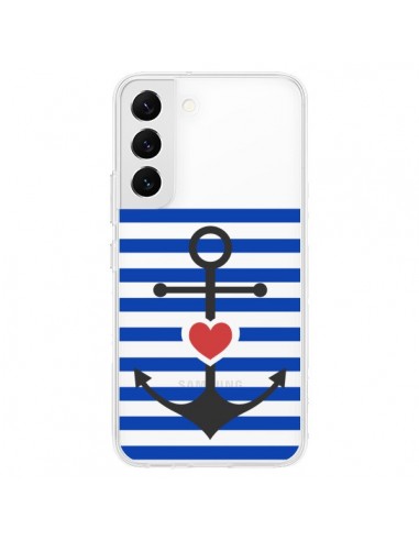 Coque Samsung Galaxy S22 5G Mariniere Ancre Marin Coeur Transparente - Jonathan Perez