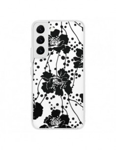 Coque Samsung Galaxy S22 5G Fleurs Noirs Flower...