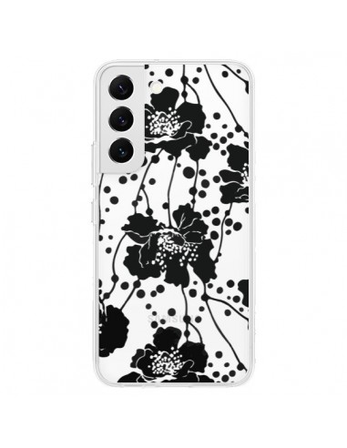 Coque Samsung Galaxy S22 5G Fleurs Noirs Flower Transparente - Dricia Do