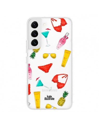 Coque Samsung Galaxy S22 5G Summer Essentials Ete Essentiel Transparente - kateillustrate