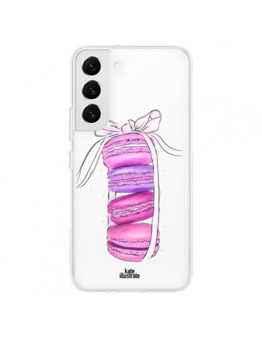 Coque Samsung Galaxy S22 5G Macarons Pink Purple Rose Violet Transparente - kateillustrate