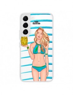 Coque Samsung Galaxy S22 5G Malibu Ananas Plage Ete Bleu...