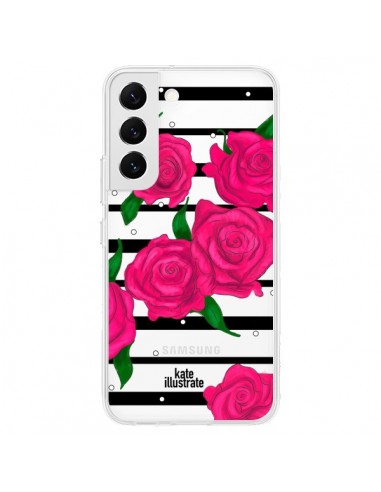 Coque Samsung Galaxy S22 5G Roses Rose Fleurs Flowers Transparente - kateillustrate