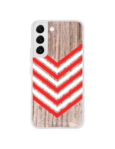 Coque Samsung Galaxy S22 5G Tribal Aztèque Bois Wood Flèche Rouge Blanc - Laetitia