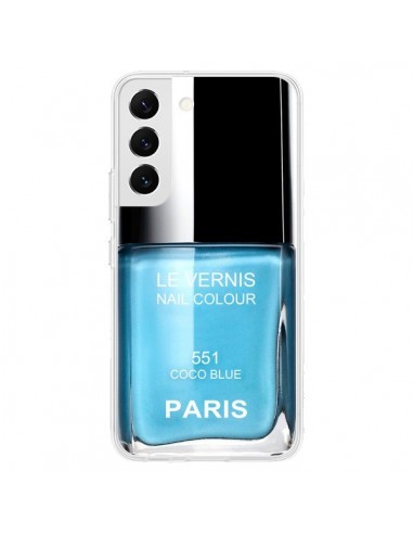 Coque Samsung Galaxy S22 5G Vernis Paris Coco Blue Bleu - Laetitia