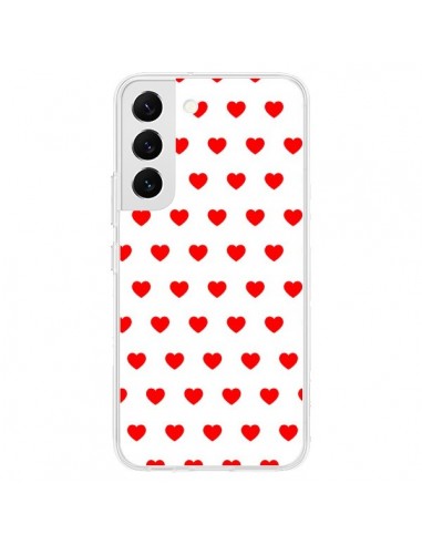 Coque Samsung Galaxy S22 5G Coeurs Rouges Fond Blanc - Laetitia