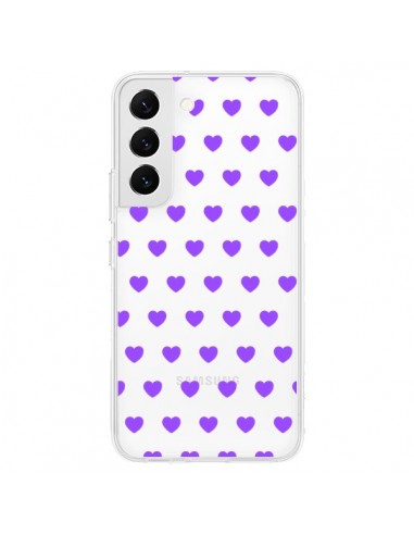 Coque Samsung Galaxy S22 5G Coeur Heart Love Amour Violet Transparente - Laetitia