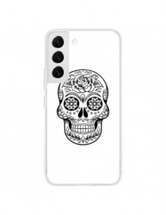 Coque Samsung Galaxy S22 5G Tête de Mort Mexicaine Noir -...