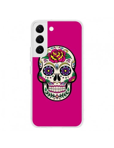 Coque Samsung Galaxy S22 5G Tête de Mort Mexicaine Rose Fushia - Laetitia